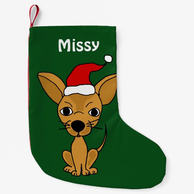 Funny Chihuahua in Santa Hat Christmas Stocking (Front)