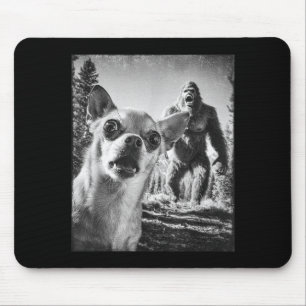 Funny Chihuahua Selfie With Bigfoot Sasquatch Cryp Mouse Pad