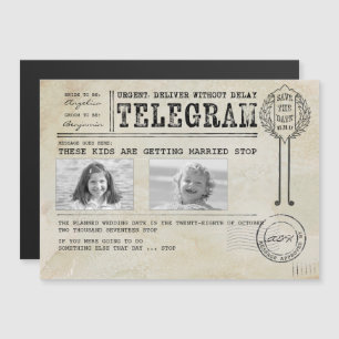 Funny Childhood Photos Save the Date Telegram Magnetic Invitation