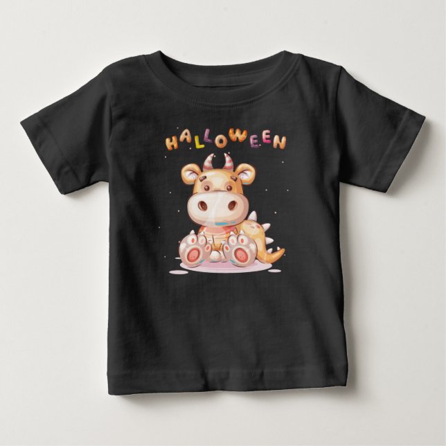 Funny Childish Halloween Dino Toddler  Baby T-Shirt (Front)