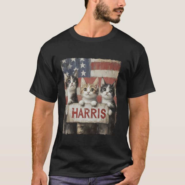 Funny Childless Cat Ladies For Harris 2024 T Shirt (Front)