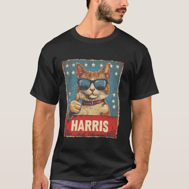 Funny Childless Cat Ladies For Harris 2024 T Shirt (Front)