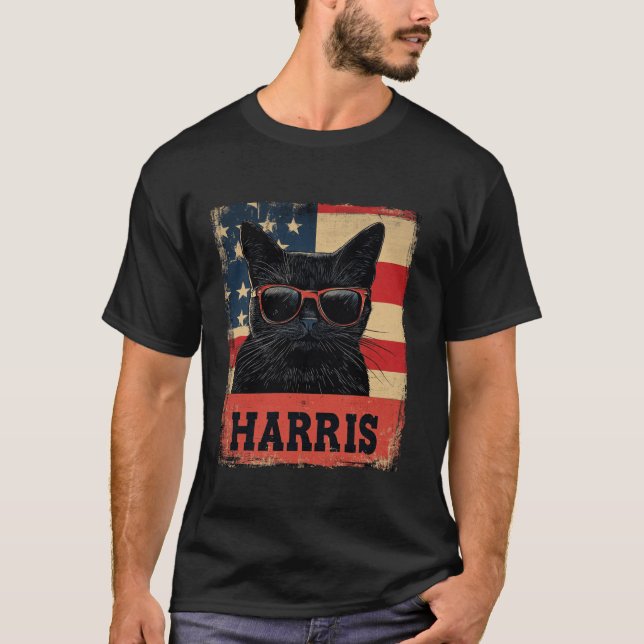 Funny Childless Cat Ladies For Harris 2024 T Shirt (Front)
