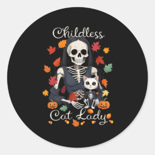 Funny Childless Cat Lady Halloween Costume Party K Classic Round Sticker