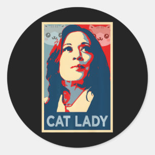 Funny Childless Cat Lady Kamala Harris Girls Empow Classic Round Sticker