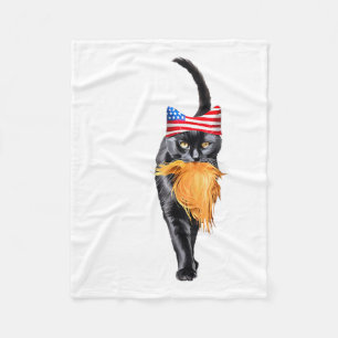 Funny Childless Cat Lady With Trump Hair Vote Kama Fleece Blanket