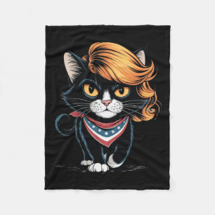 Funny Childless Cat Lady With Trump Hair Vote Kama Fleece Blanket