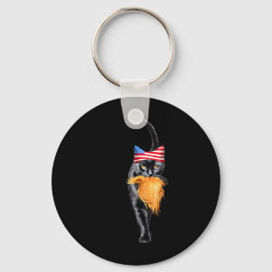 Funny Childless Cat Lady With Trump Hair Vote Kama Key Ring