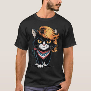Funny Childless Cat Lady With Trump Hair Vote Kama T-Shirt