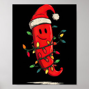 Funny Chili Pepper Christmas Graphics Lights Lover Poster