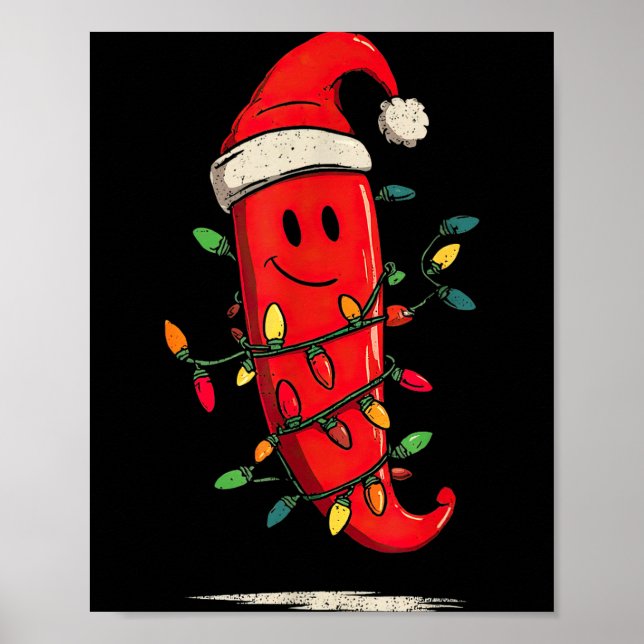 Funny Chili Pepper Christmas Graphics Lights Lover Poster (Front)