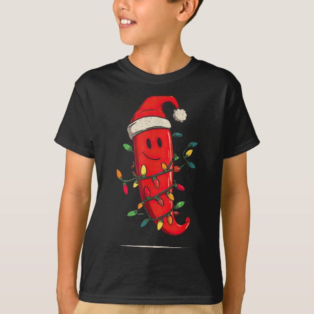 Funny Chili Pepper Christmas Graphics Lights Lover T-Shirt (Front)
