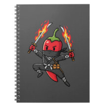 Funny Chili Pepper Fire Ninja Samurai Illustration