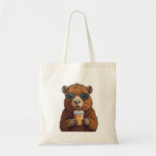Funny Chill Capybara Iced Coffee Aesthetic Tote Bag