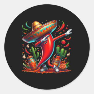 Funny Chilli Dabbing Hot Pepper Sombrero Cinco De  Classic Round Sticker