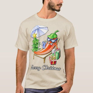 Funny Chilli Merry Christmas under Parasol and Xma T-Shirt