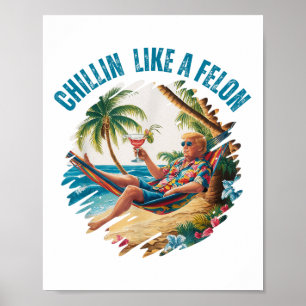 Funny Chillin Like A Felon Summer 2024 2024 Trump  Poster