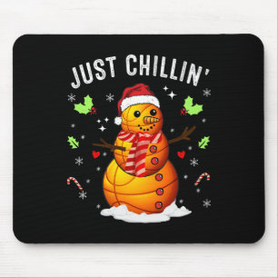 Funny Chillin' Snowman Sketll Ll Santa Hat Christm Mouse Pad