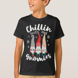 Funny Chillin With My Gnomies Christmas Gnomes T-Shirt