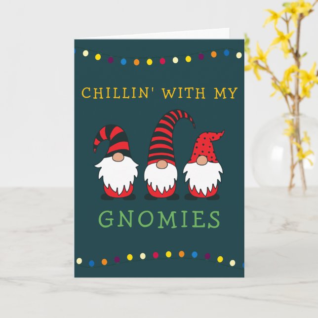 Funny Chillin' With My Gnomies Christmas Pun |  Card (Yellow Flower)