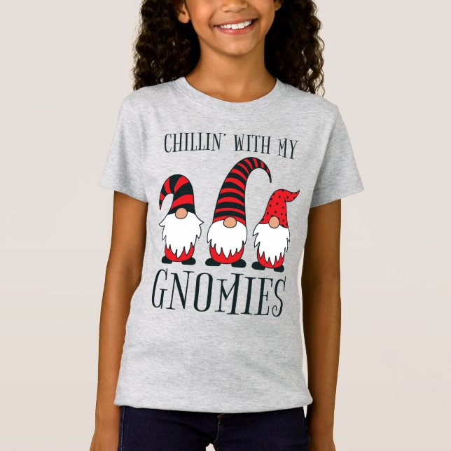 Funny Chillin' With My Gnomies Christmas Pun |  T-Shirt (Front)