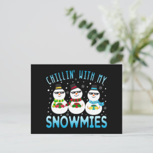 Funny Chillin' With My Snowmies Christmas Postcard