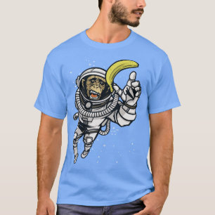 Funny Chimpanzee Astronaut Chasing Banana in Outer T-Shirt