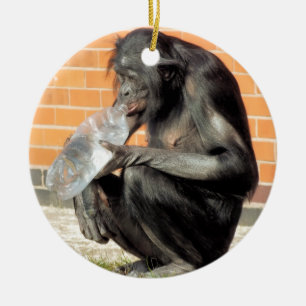 FUNNY CHIMPANZEE CERAMIC TREE DECORATION