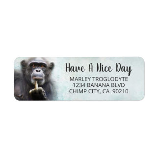 Funny Chimpanzee Middle Finger Return Address
