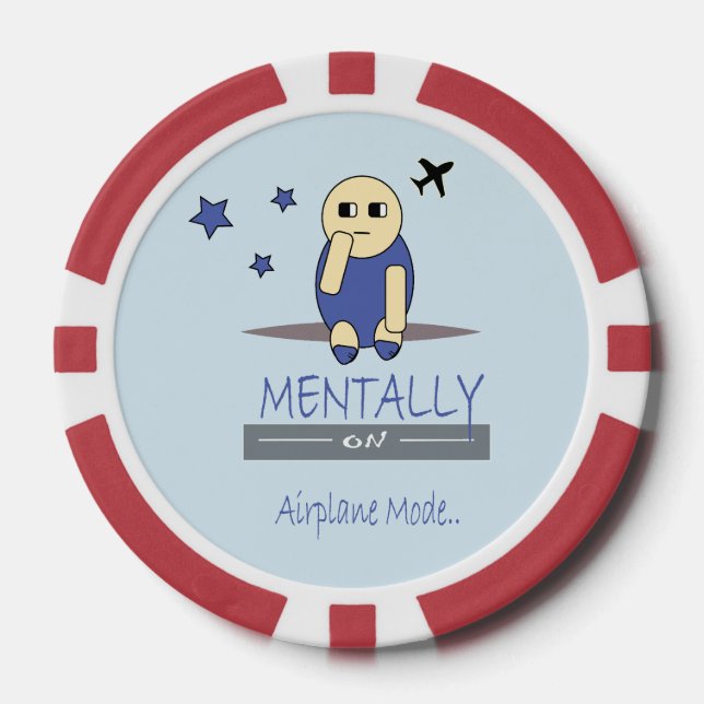 Funny Chimy Mentally on Aeroplane Mode Poker Chip (Front)