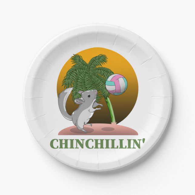Funny Chinchilla Chinchillin' Paper Plate (Front)