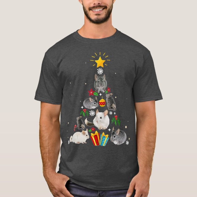 Funny Chinchilla Christmas Tree T-Shirt (Front)