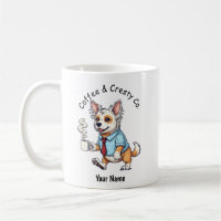 Funny Chinese Crested Dog Business Suit Coffee