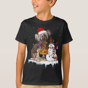 Funny Chinese Crested Dog Christmas Snowman Xmas L T-Shirt