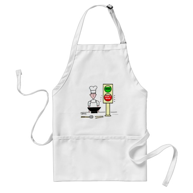 Funny Chinese Food Stir Fry Wok Cartoon Art Standard Apron (Front)
