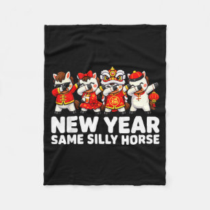 Funny Chinese Lunar New Year Same Silly Horse Dabb Fleece Blanket