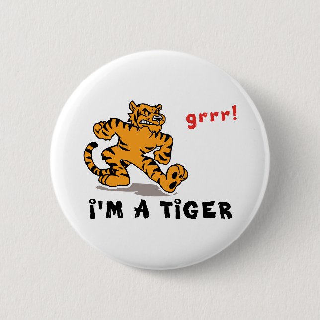 Funny Chinese Zodiac Tiger 6 Cm Round Badge (Front)