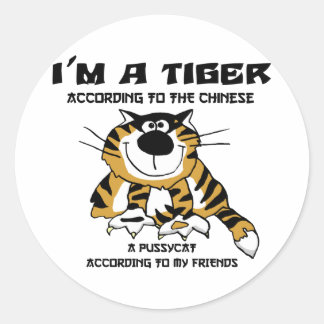 Funny Chinese Zodiac Tiger Gift Classic Round Sticker