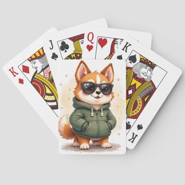 Funny Chinook Kawaii Dog Playing Cards (Back)