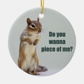 Funny Chipmunk Picture Ceramic Tree Decoration