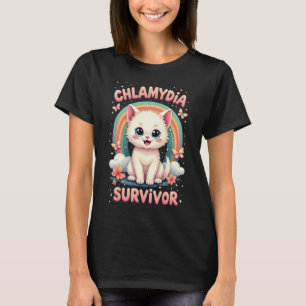 Funny Chlamydia Survivor Cat Meme Jokes Men women T-Shirt