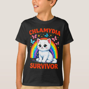Funny Chlamydia Survivor Sarcastic White Kitten T-Shirt