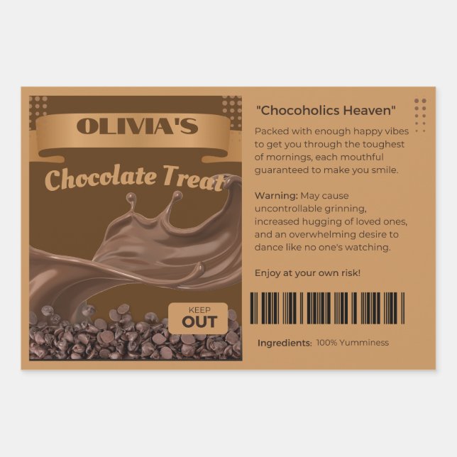 FUNNY Chocoholics Named Chocolate Treats Labels Wrapping Paper Sheet (Front)