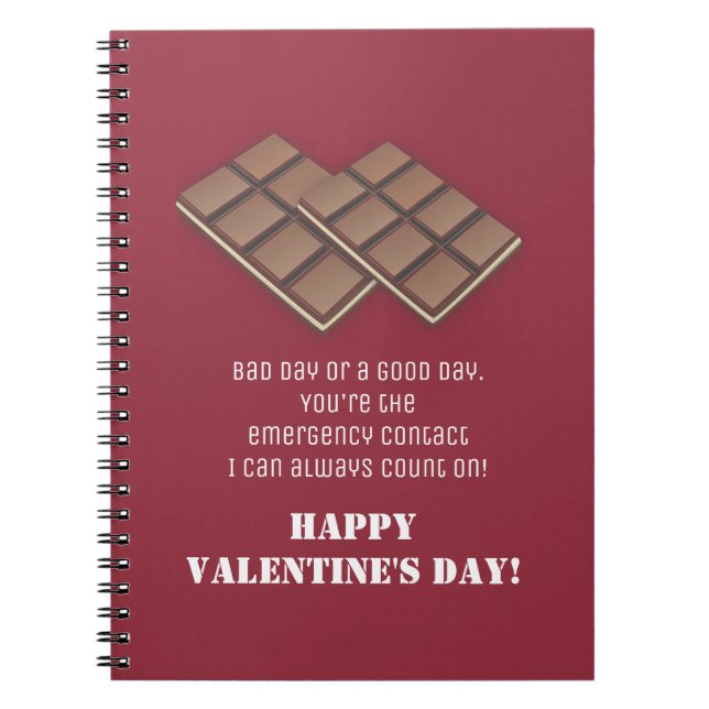Funny Chocolate Bar Valentine's Day Message Notebook (Front)