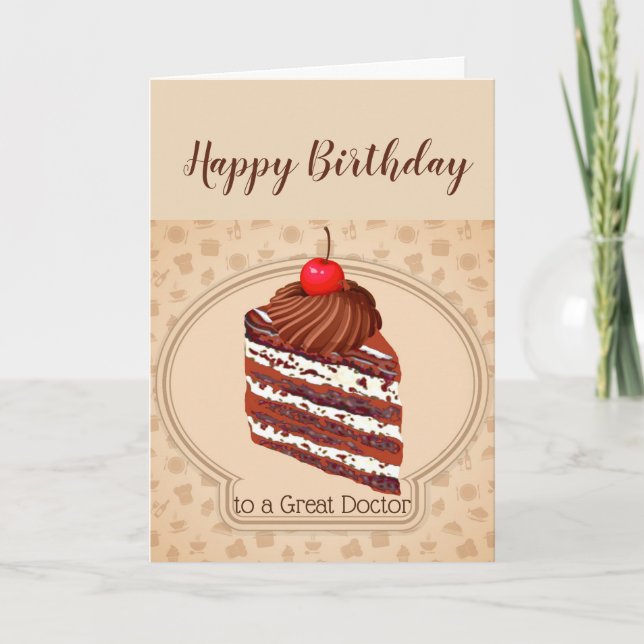 Funny Chocolate Cake Great Doctor Birthday Card (Front)