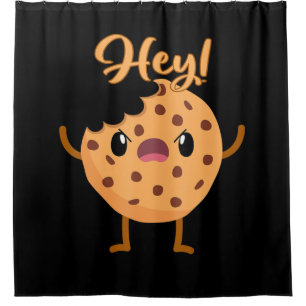 Funny Chocolate Chip Cookie A Bite Taken Out Shower Curtain