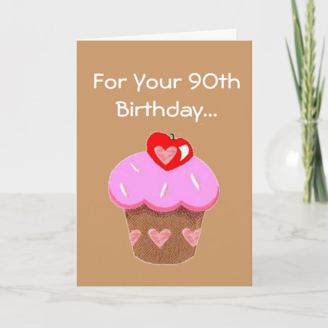 Funny Chocolate Cupcake 90th Birthday Card (Front)