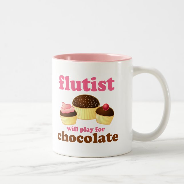 Funny Chocolate Flute Two-Tone Coffee Mug (Right)