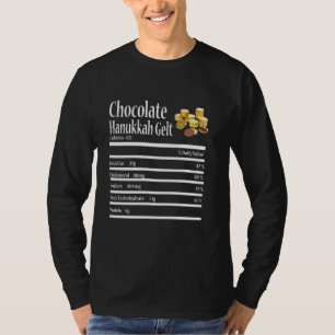 Funny Chocolate Hanukkah Gelt Nutrition Fact Jewis T-Shirt