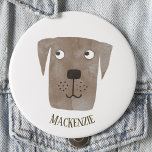 Funny Chocolate Labrador Retriever Dog Custom Name 3 Cm Round Badge<br><div class="desc">A cute Chocolate Labrador Retriever dog watercolor painting to make you smile.
Customise by changing or removing the name.</div>